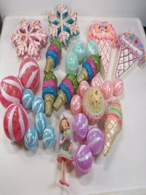Ice Cream & Candy Dessert Themed Large Ornaments 30 pieces